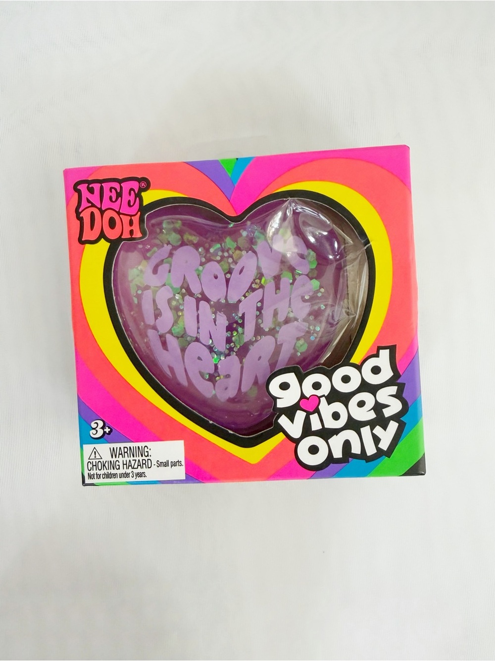 Rare NeeDoh Love Doh Heart • Good Vibes Purple Glitter Squishy ✨💜 NEW AUTHENTIC